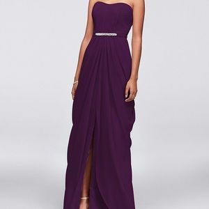 David’s Bridal Strapless Chiffon Bridesmaid Dress